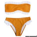 FlatterMe Women's 2 Pieces Bandeau Bikini Swimsuits Ruffle Off Shoulder Bathing Suit High Leg Thong Yellow B07PJSNCT3